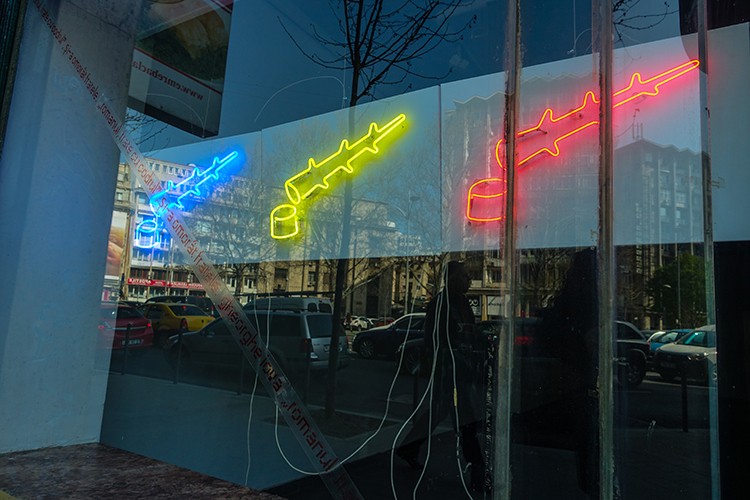 2 frate_cu-codrul instalatie, neon, 170_40_10cm, 2016